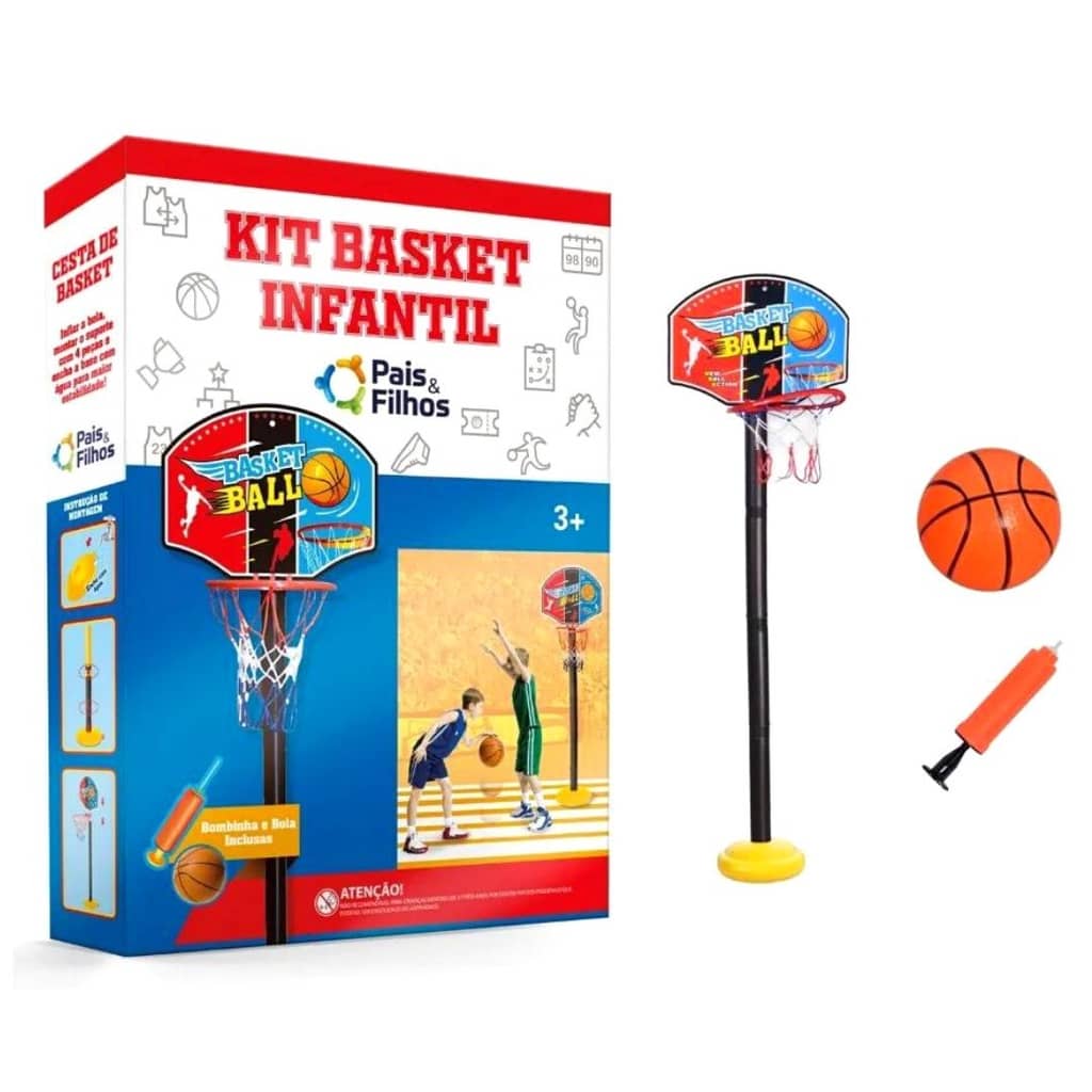 KIT JOGO DE BASQUETE MINI BASKET COM TABELA CESTA E BOLA