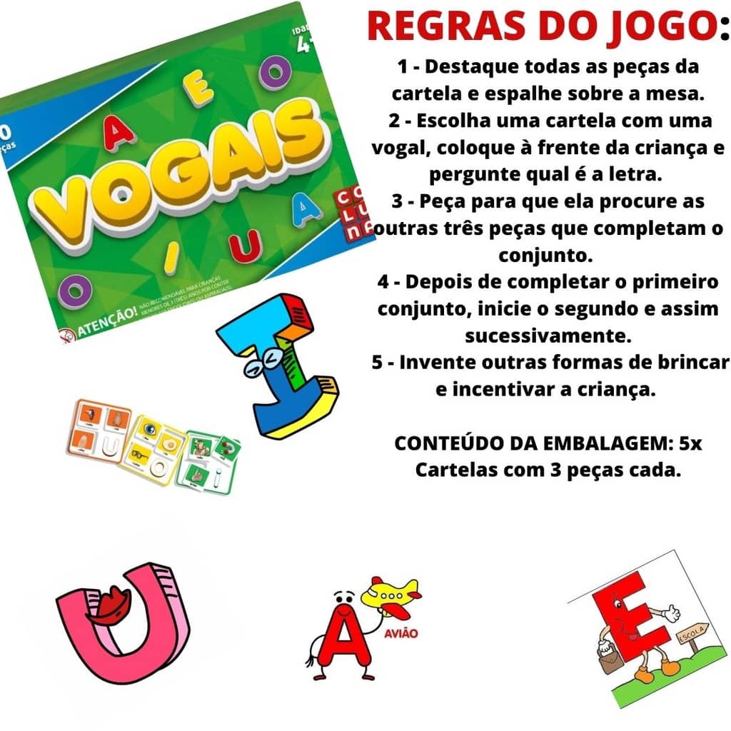 Jogos Educativos Quebra Cabeça Brincando Com As Vogais Crianças