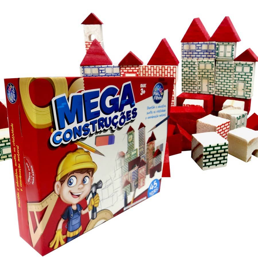 Jogo Mega Construções de Madeira com 76 Peças