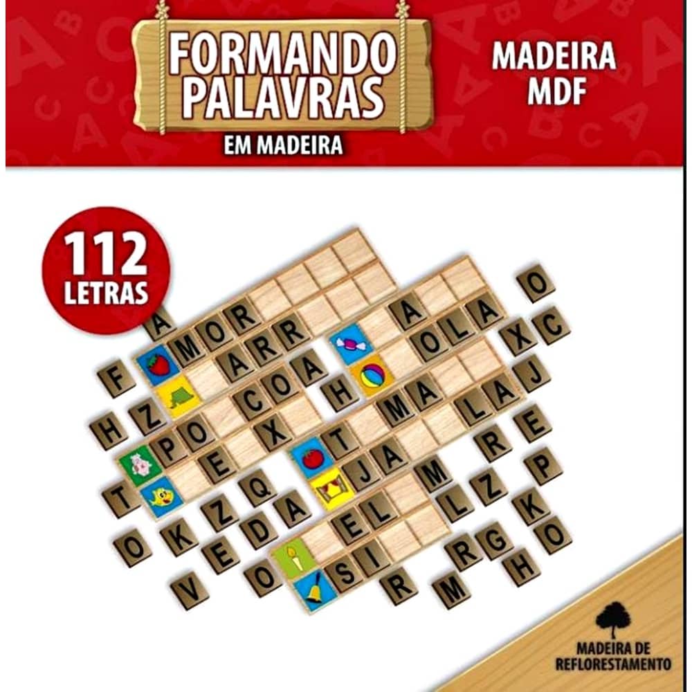 Alfabeto Móvel Jogo Educativo Formando Palavras Mdf Madeira