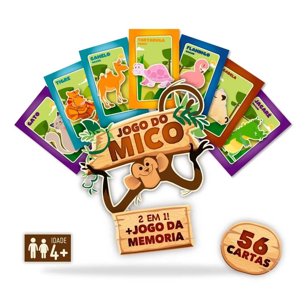 Jogo do Mico + Memoria 2 em 1 Pais & Filhos – Quinzinho Brinquedos