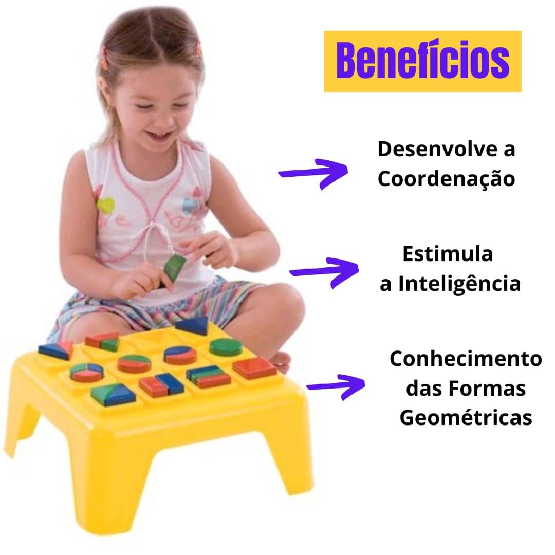 Brinquedo Infantil Educativo Blocos de Encaixe Montar Jogo Para Bebe 12  Peças Formas Geométricas Colorido